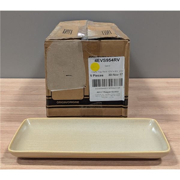 10-1/2" x 4-3/4" Evo Sand Chefs Rectangular Plates (27x12.1cm), Dudson 4EVS954RV - Lot of 12 (1 Case