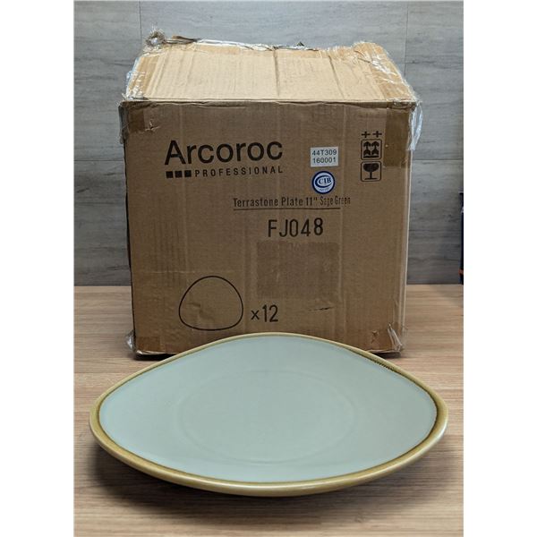 Terrastone Sage Green 11" Plate, Arcoroc FJ048 - Lot of 24 (2 Cases)
