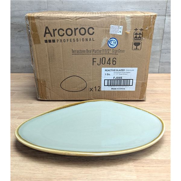 Terrastone Sage Green 11-1/2" Platters, Arcoroc FJ046 - Lot of 12