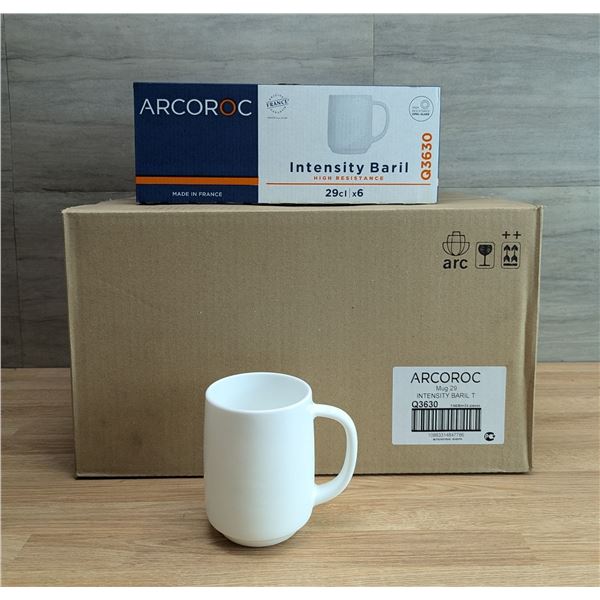 Intensity Baril 9-3/4oz Ivory Glass Mugs, Arcoroc Q3630 - Lot of 12 | CC5