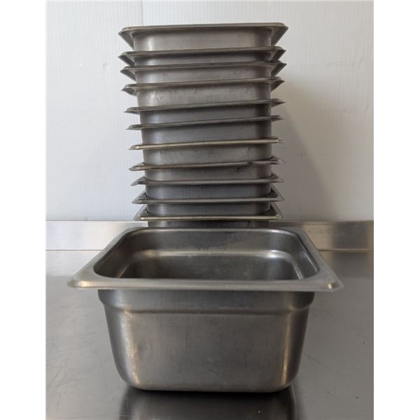 1/6 Size 4" Deep Stainless Steel Inserts - Lot of 12