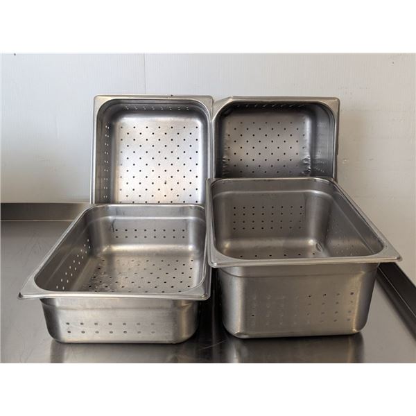 1/2 Size 4" & 6" Perforated Stainless Steel Inserts - Lot of 4pcs