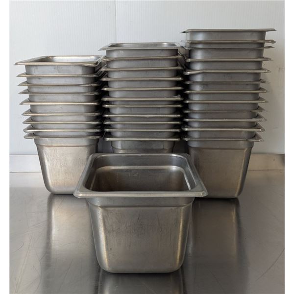 1/6 Size 6" Deep Stainless Steel Inserts - Lot of 33
