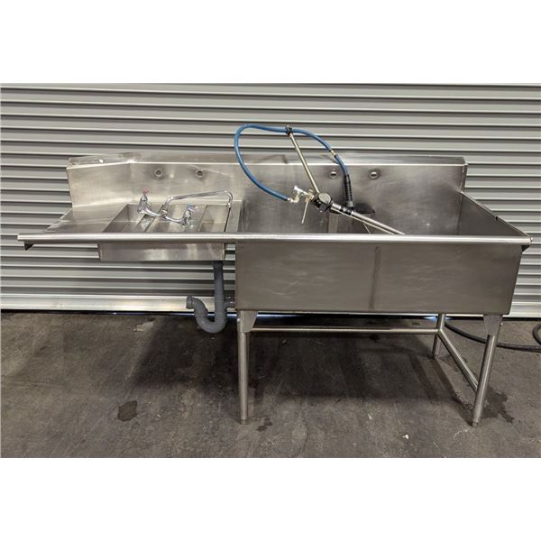 76" Stainless Right Side Soiled Dish Table w/Sink, Pre-Rinse & Faucet