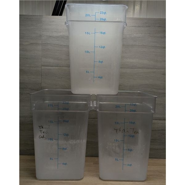 22qt Clear Food Storage Bins - Lot of 3