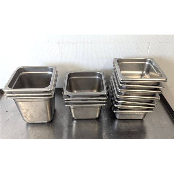 1/6 Size 2.5", 4" & 6" Deep Stainless Steel Inserts - Lot of 17pcs