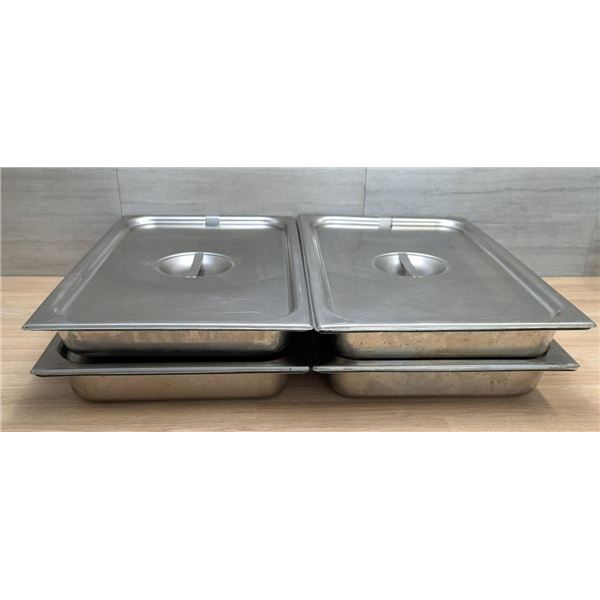 Full Size 2.5" Deep Stainless Steel Inserts With Lids - Set of 4 (8pcs)