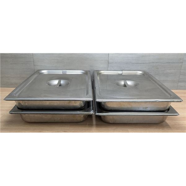 Full Size 2.5" Deep Stainless Steel Inserts With Lids - Set of 4 (8pcs)