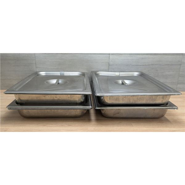 Full Size 2.5" Deep Stainless Steel Inserts With Lids - Set of 4 (8pcs)