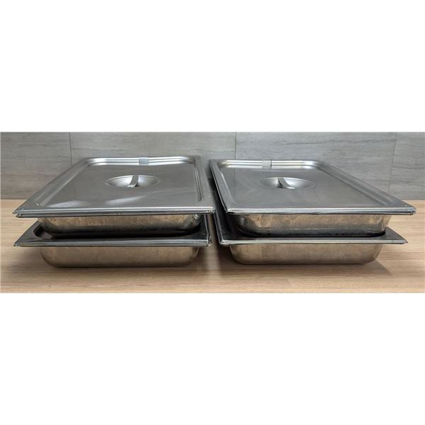 Full Size 2.5" Deep Stainless Steel Inserts With Lids - Set of 4 (8pcs)