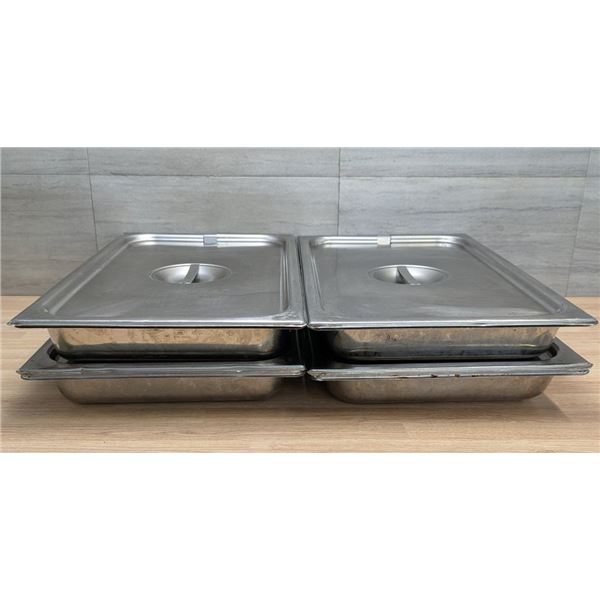 Full Size 2.5" Deep Stainless Steel Inserts With Lids - Set of 4 (8pcs)