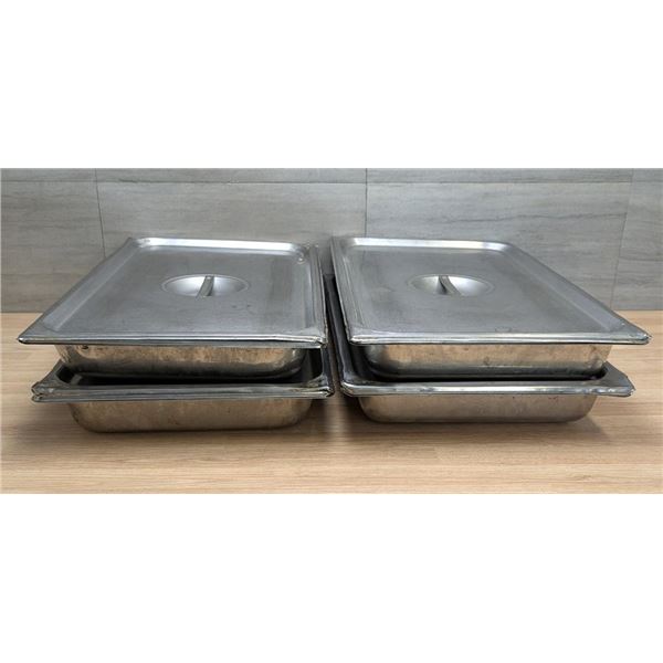 Full Size 2.5" Deep Stainless Steel Inserts With Lids - Set of 4 (8pcs)