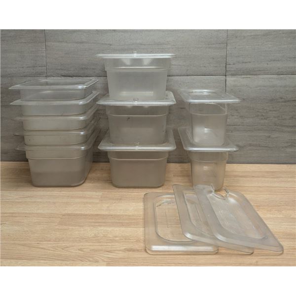 1/6 & 1/9 Size Clear Plastic Polycarbonate Food Pans w/lids - Lot of 18pcs