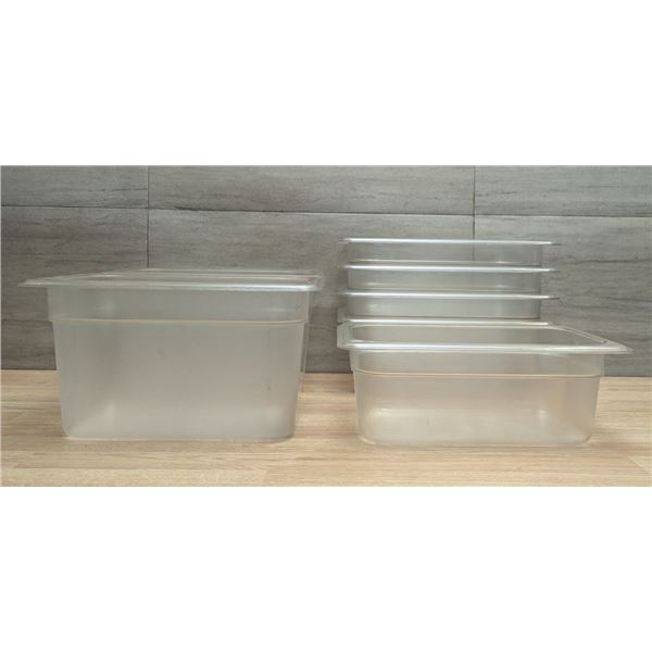 1/4 Size 4" & 6" Deep Clear Plastic Polycarbonate Food Pans - Lot of 7pcs