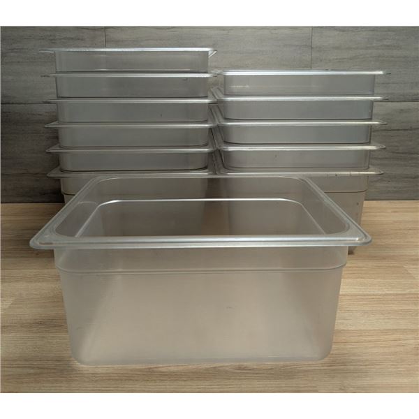 1/2 Size 6" Deep Clear Plastic Polycarbonate Food Pans - Lot of 12
