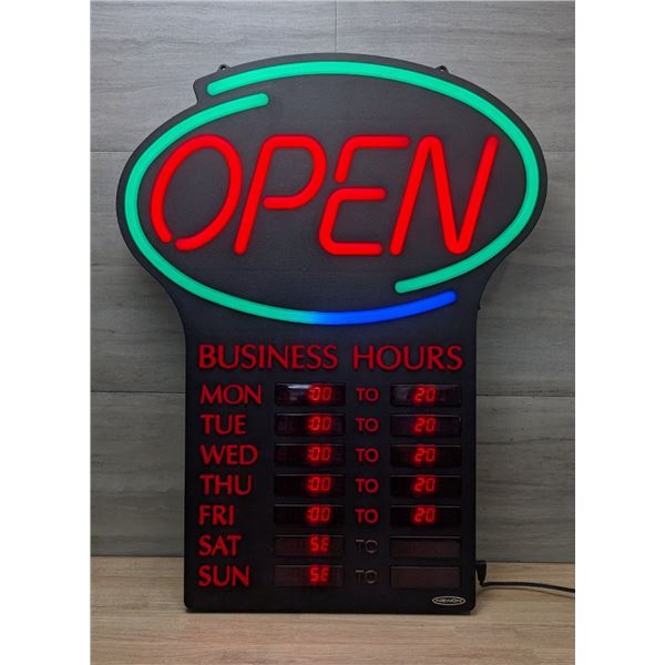 Newon LED Open Sign w/Programmable Business Hours & Flashing Effects