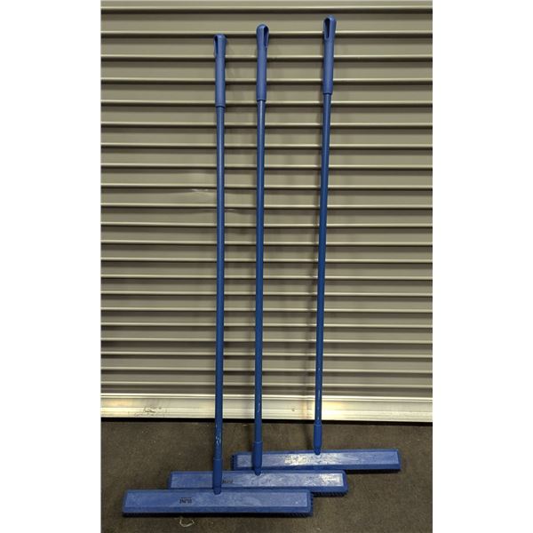 Uline Blue Push Brooms - Lot of 3