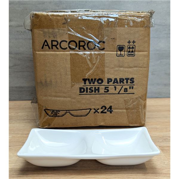 Appetizer 5-1/8" Two Compartment Dishes, Arcoroc L3204 - Lot of 24