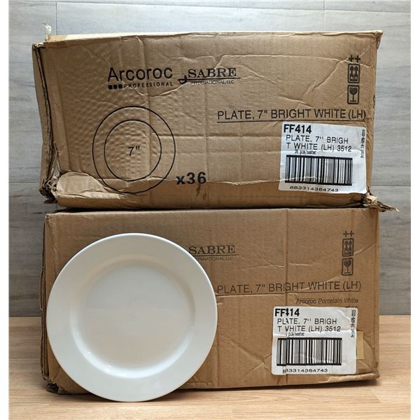 7" Bright White Plates, Arcoroc FF414 - Lot of 72 (2 Cases)