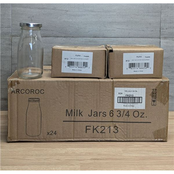 6-3/4oz Milk Jars with Lids - Lot of 24 (48pcs) | CC7(K213/FL014)