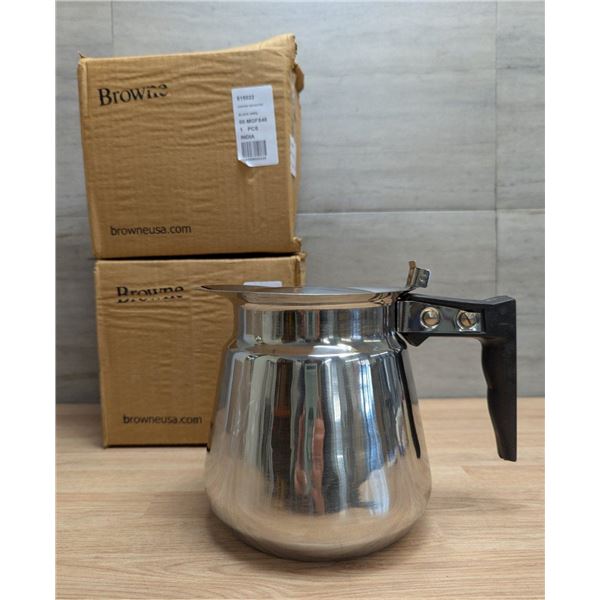 Stainless Coffee Decanters 64oz/1.9L w/ Black Handle, Browne 515022 - Lot of 2 | L8EC1RACK
