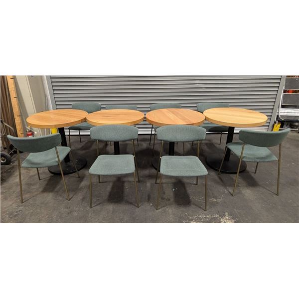 29.5" Dia Wood Dining Tables & Chairs - Lot of 12pcs | Jas5