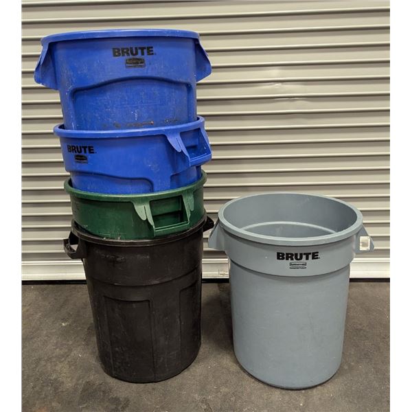 BRUTE 20 Gallon Gray Round Trash Cans - Lot of 5pcs | Lbd