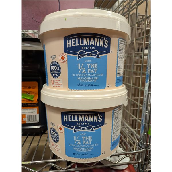 Hellmann's 1/2 The Fat Mayonnaise 4L - Lot of 2