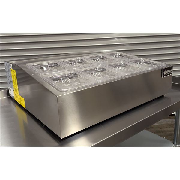28" Countertop Refrigerated Prep Rail w/8 x GN 1/6 Pans, Omcan 47862