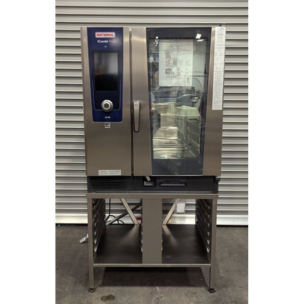 Rational LM100DG iCombi Pro 10 Half Size Gas Combi Oven w/Stand & Accessories