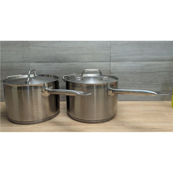 Winco 7.5qt Stainless Steel Sauce Pans With Lids - Set of 2