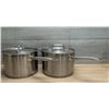 Image 1 : Winco 7.5qt Stainless Steel Sauce Pans With Lids - Set of 2