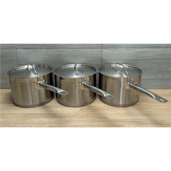 Winco 4.5qt Stainless Steel Sauce Pans With Lids - Set of 3