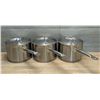Image 1 : Winco 4.5qt Stainless Steel Sauce Pans With Lids - Set of 3