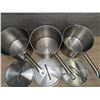 Image 2 : Winco 4.5qt Stainless Steel Sauce Pans With Lids - Set of 3