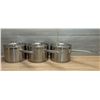 Image 1 : Winco 4.5qt Stainless Steel Sauce Pans With Lids - Set of 3