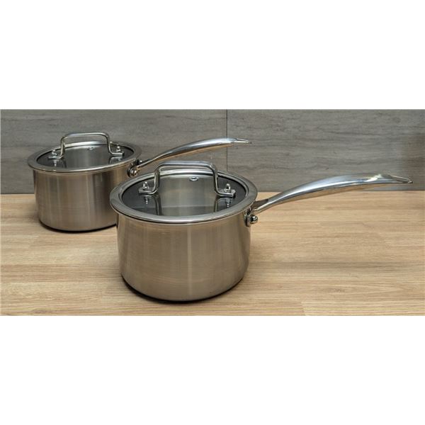 Delarlo 7" Dia Stainless Steel Sauce Pans With Lids - Set of 2