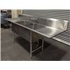 Image 3 : Efi 24" x 24" Stainless Steel Two Tub Sink w/Drain Boards & Faucet