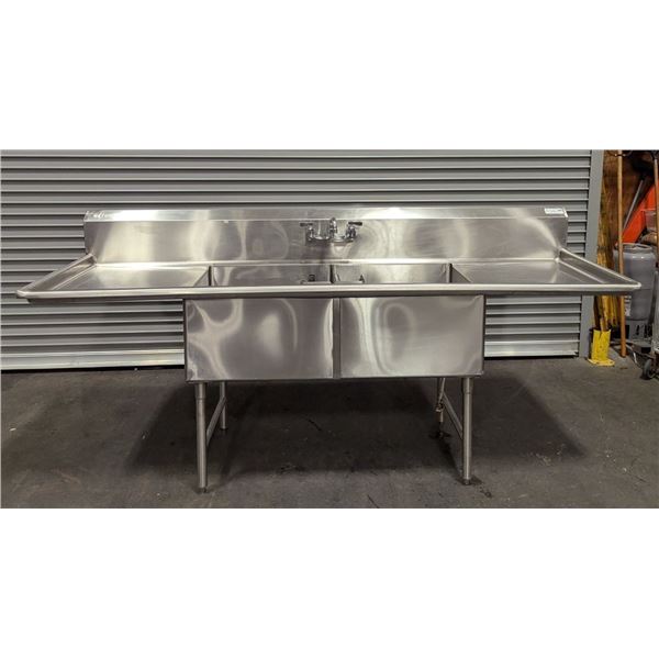 Efi 24" x 24" Stainless Steel Two Tub Sink w/Drain Boards & Faucet