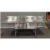 Image 1 : Efi 24" x 24" Stainless Steel Two Tub Sink w/Drain Boards & Faucet