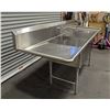 Image 3 : Efi 24" x 24" Stainless Steel Two Tub Sink w/Drain Boards & Faucet