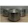 Image 1 : 12qt Stainless Steel Stock Pots With Lids, Omcan 80438 - Set of 3