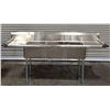 Image 1 : 90" x 24" Three Tub Two Drain Boards Sink, Omcan 22117