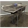 Image 8 : 90" x 24" Three Tub Two Drain Boards Sink, Omcan 22117