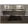 Image 2 : 59" x 24" Three Tub Sink, Omcan 22114