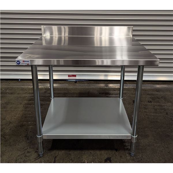 36" x 30" Stainless Steel Work Table with 4" Backsplash, Omcan 22087