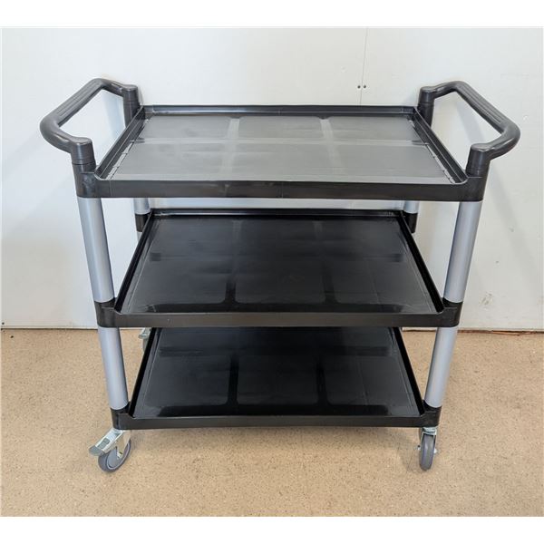 Black Plastic Bussing Cart with 19.5" x 31" Tray Size, Omcan 43069