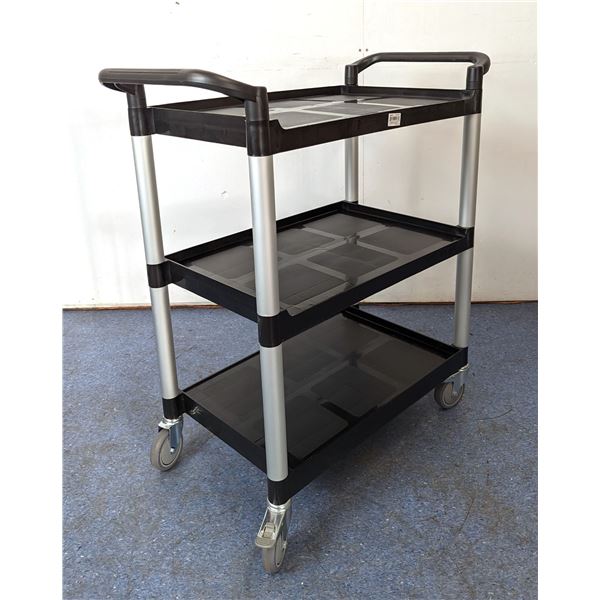 Black Plastic Bussing Cart with 16" x 24.75" Tray Size, Omcan 24183