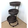 Image 1 : 3-Tier Black Display Stand w/ 5 Wheels, Omcan 44294