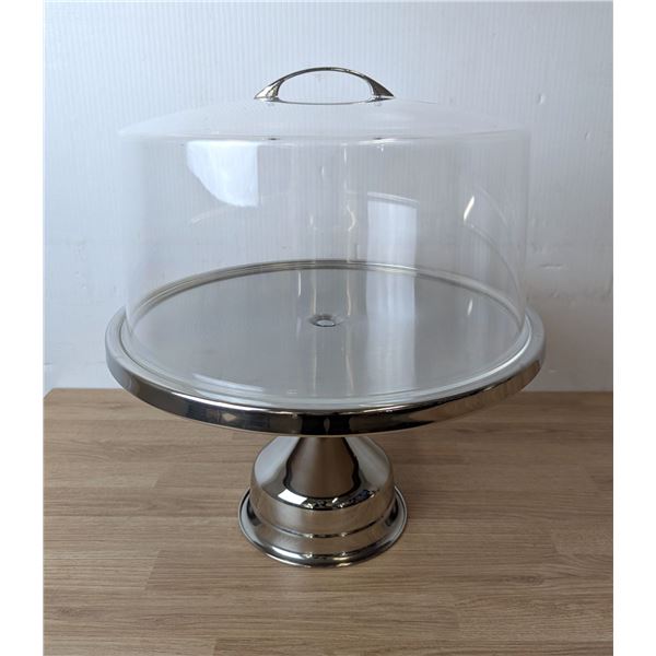 13" Cake Stand with Acrylic Cover, Omcan 80804/80876